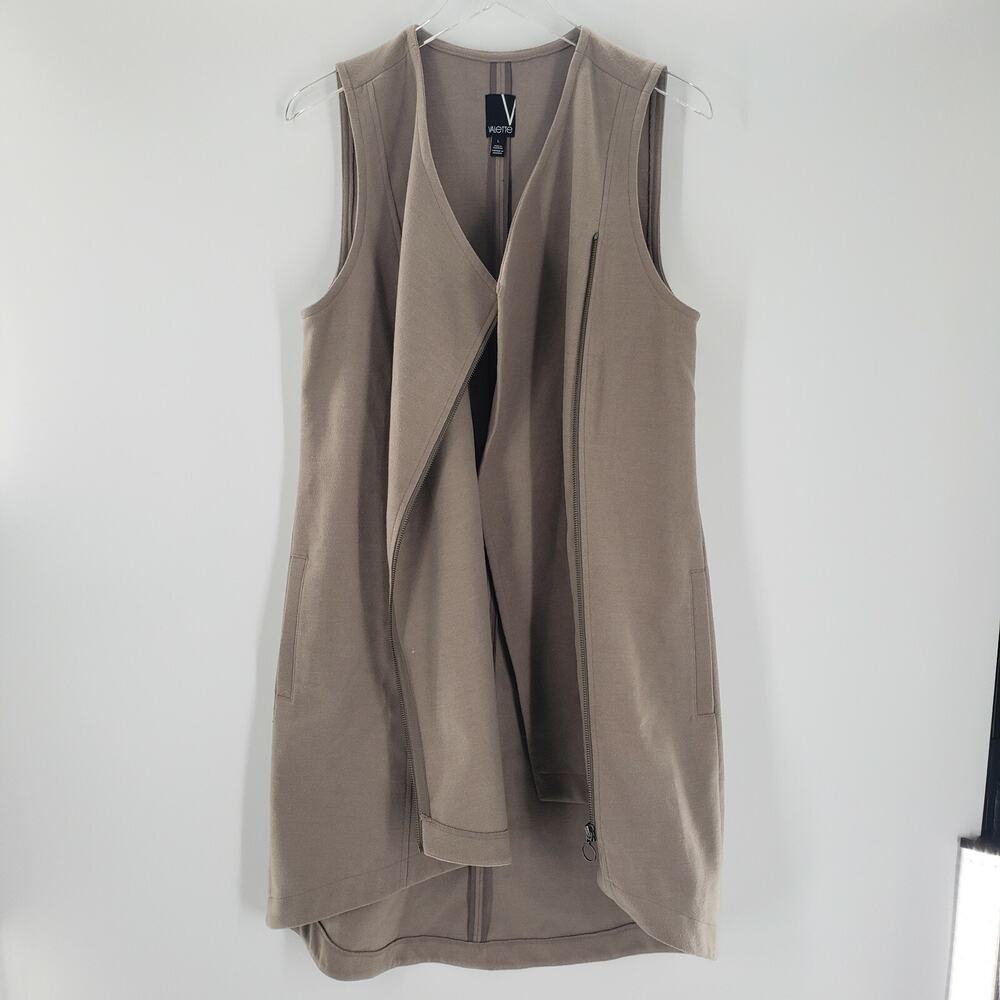 Valette Dress Womens Large Beige Zip Up Asymmetrical Hem Structured Pockets - Picture 3 of 8